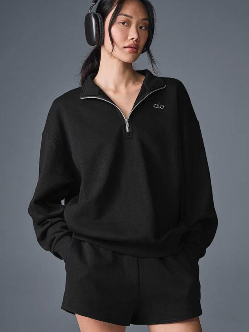 ALO YOGA Women's Accolade 1/4 Zip Pullover Size S In Black